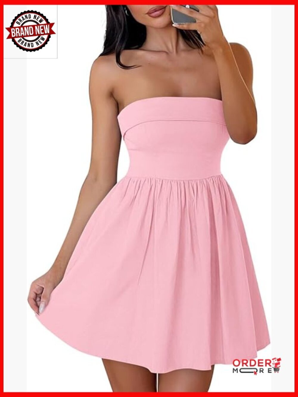 Strapless Mini Dress Off Shoulder A-Line Swing Boho